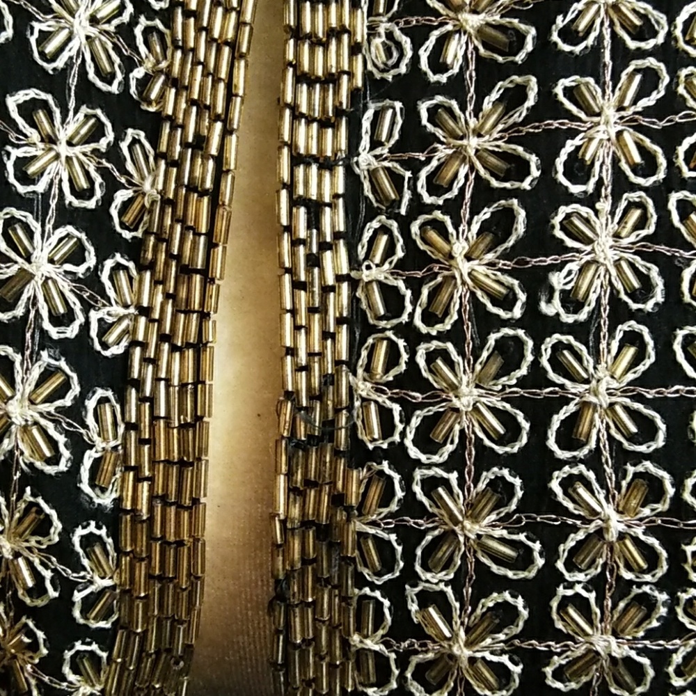 Vintage Laurence Kazar Black Silk Jacket with Gold Bugle Beads – Size PXL - Picture 7 of 8
